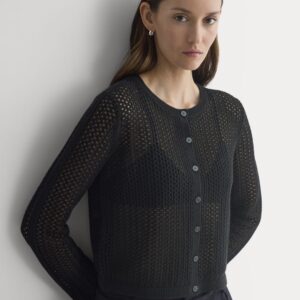 Lace-Knit Cardigan | Black