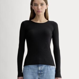 The Luxe Rib Long-Sleeve Crew | Black