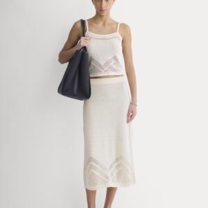 Lace-Knit Maxi Skirt | Bone