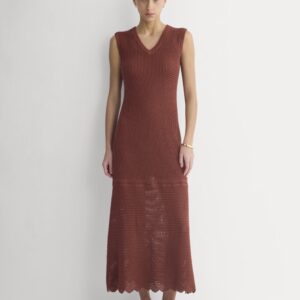 Lace Knit Maxi Sweater Dress | Henna Red