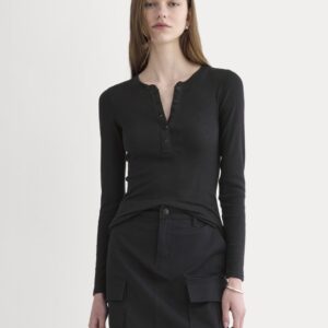 The Luxe Rib Henley | Black
