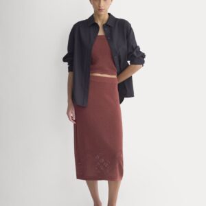 Lace-Knit Maxi Skirt | Henna Red