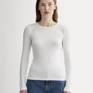 The Luxe Rib Long-Sleeve Crew | White