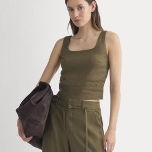 Square Tank in Stretch Linen | Beech