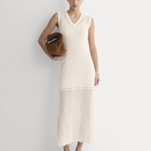 Lace Knit Maxi Sweater Dress | Bone
