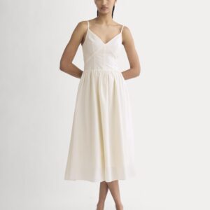 Midi Dress in Cotton Silk Voile | Bone